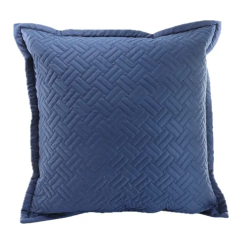 Navy Blue Quilted Woven Pattern Throw Pillow
