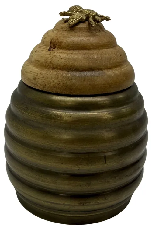 Gold & Wood Beehive Candle