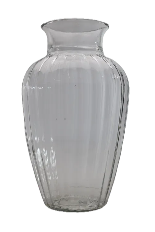 Fat Ribbed Clear Glass Vase