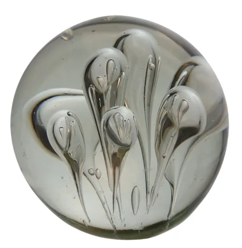 Glass Paperweight With Sculpted Bubbles