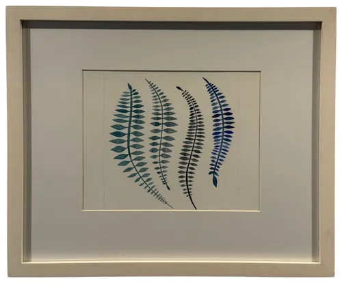 Gradient Fern Watercolour Painting In White Frame
