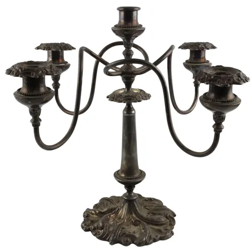 Silver Plated Ornate Twisted Arm Candelabra