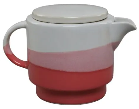 Coral, Pink & White Ceramic Teapot