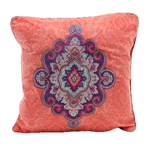 Congo Pink With Brick Red Indie Pattern & Embroidered Crest
