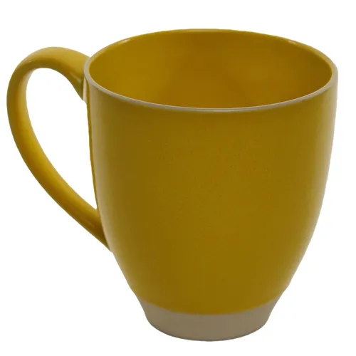 Citrine Yellow Micro Crackle Dip With Sandstone Base Mug