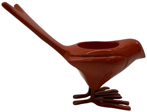 Orange Metal Enamel Bird Tealight Candle Holder