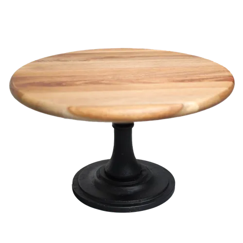 Wood Dessert Stand With Black Base - Medium