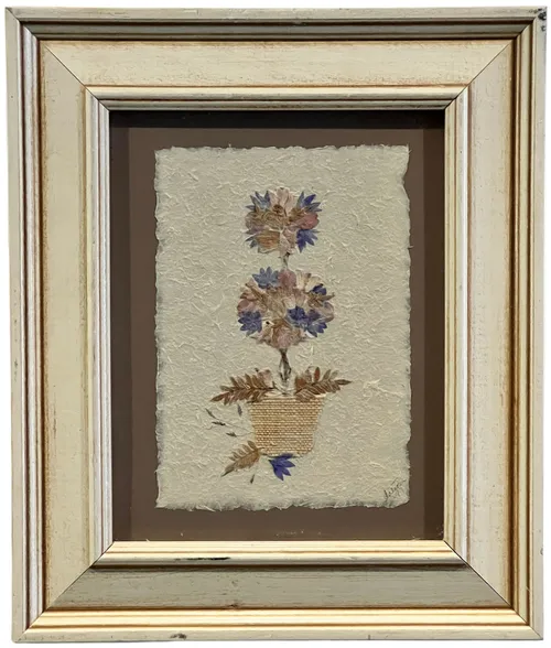Pressed Flower Topiary In White Frame