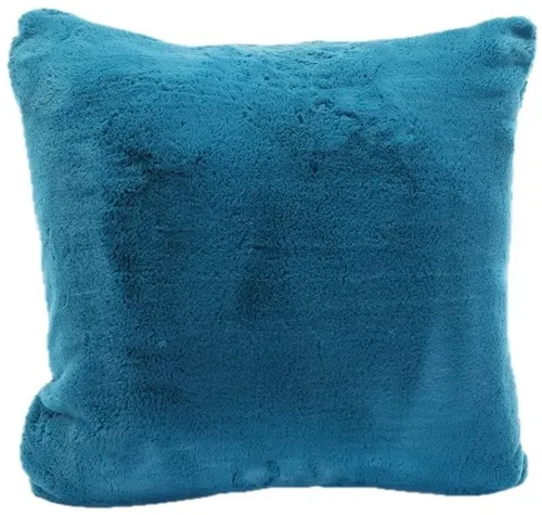 Blue Turquoise Low Pile Faux Fur Throw Pillow
