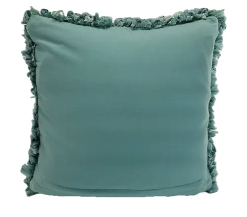 Sea Foam Green & Turquoise Knotted Rag Rug Throw Pillow