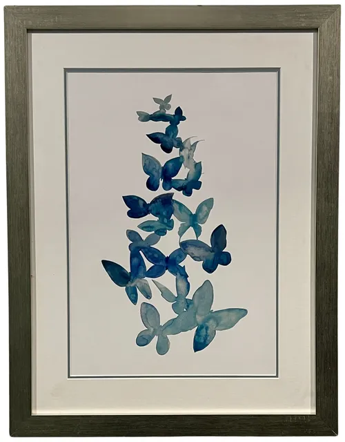 Blue Butterflies II In Wood Frame