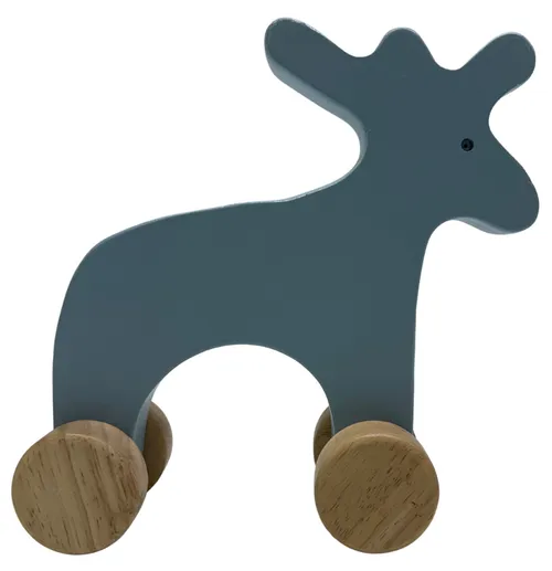 Blue Wood Moose Push Toy
