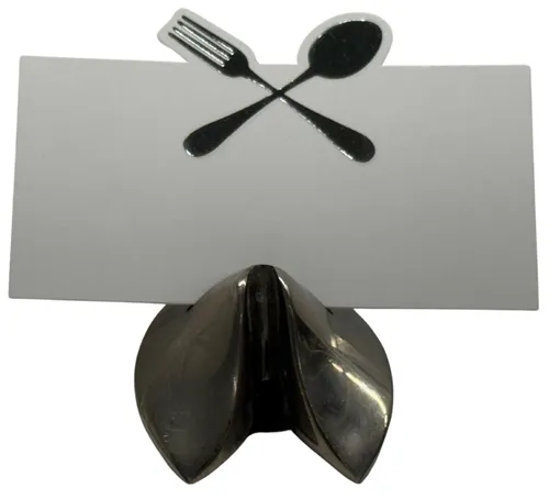 Polished Stainless Steel Fortune Cookie Place Card Holder