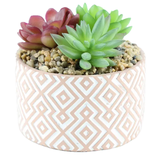 Artificial Stonecrops Succulents In Terra-cotta Pot