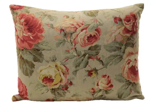 Parisian Roses With Solid Oatmeal Back Throw Pillow