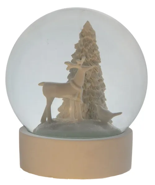 Snow Globe With White Deer & Tree With White Base