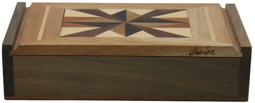 Wood Geometric Slide Lid Box