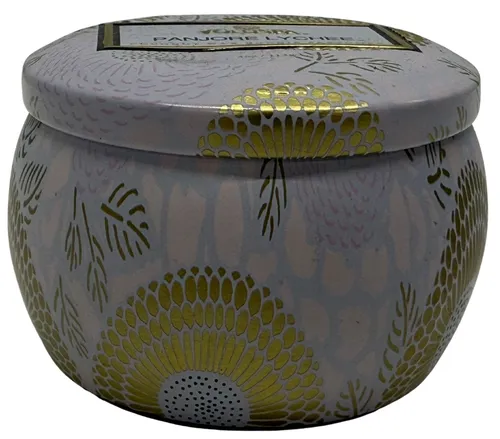 White & Gold Floral Tin Candle