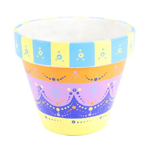 Purple Crowns Painted Terra-cotta Plant Pot
