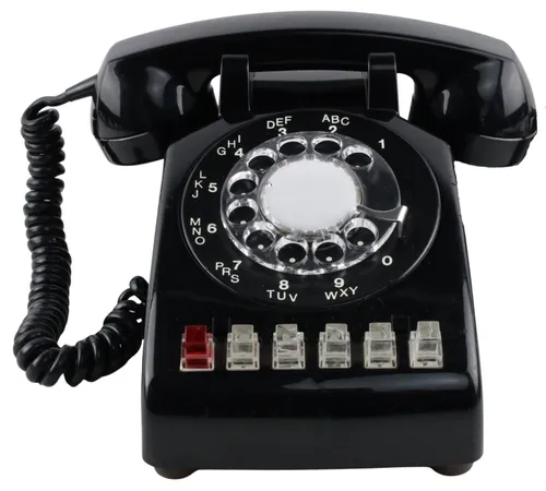 Black Multiple Line Rotary Telephone With Rigged Lights