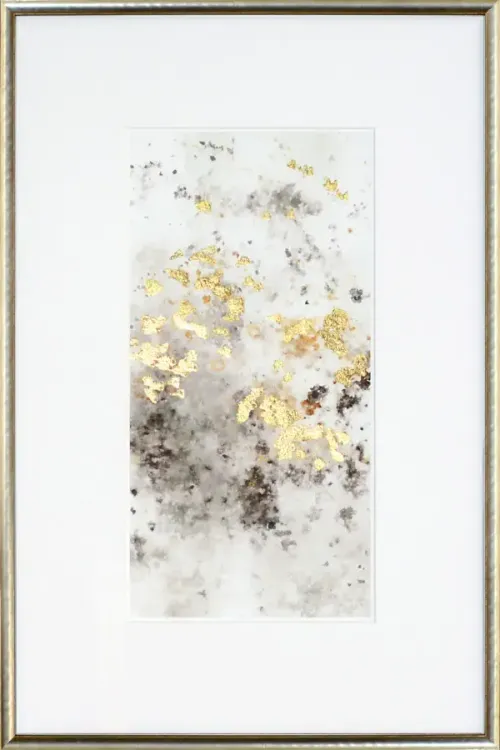 Charcoal & Gold Abstract With Silver Frame I