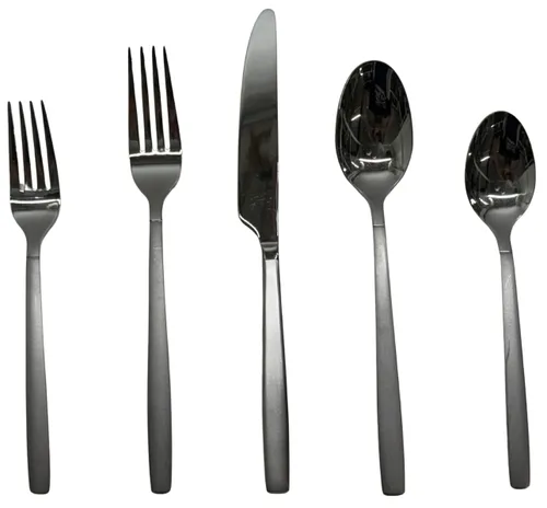 25 Piece Cutlery Set With Brushed Metal & Chrome Finish 