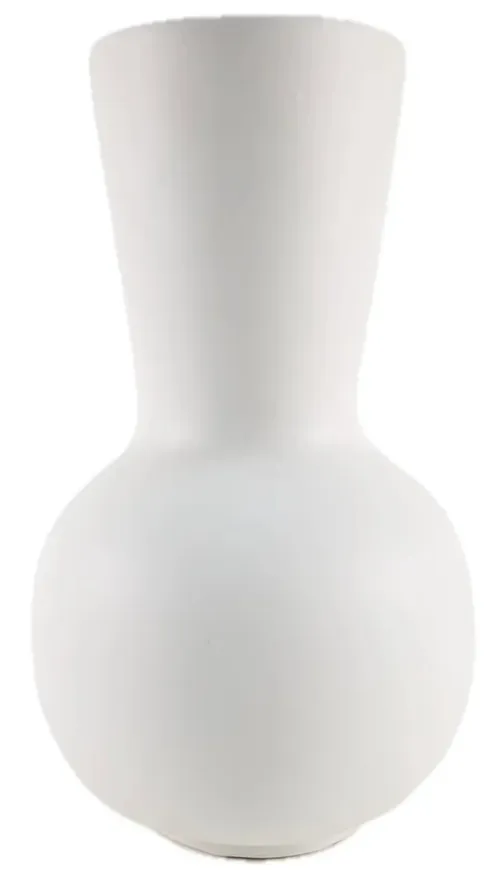Fluted Bulb Matte White Ceramic Vase