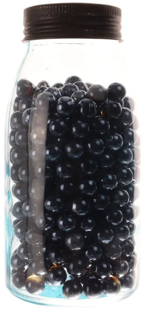 Antique Clear Glass Jar With Black Balls