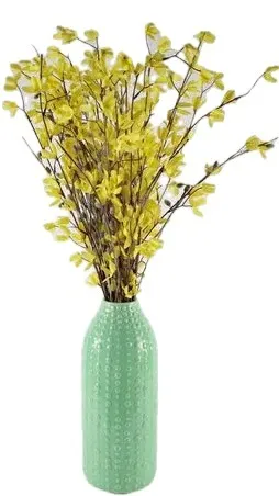 Ceramic Sage Vase with Yellow Flowers