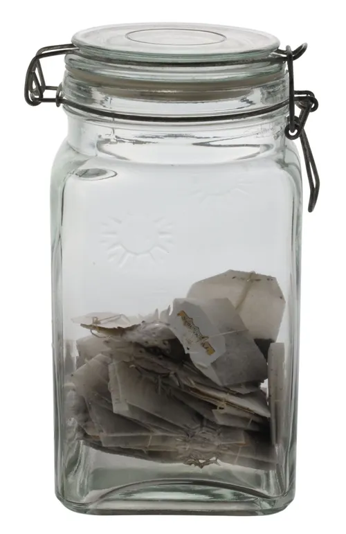 Clear Glass Starburst Canister With Tea Bags