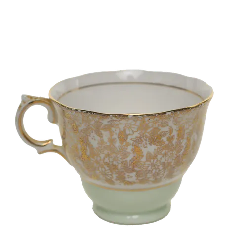Gold Whimsical Flowers Teacup