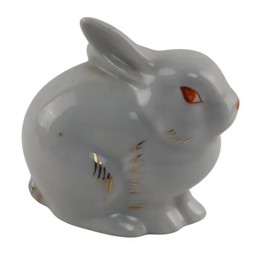 White & Gold Ceramic Rabbit