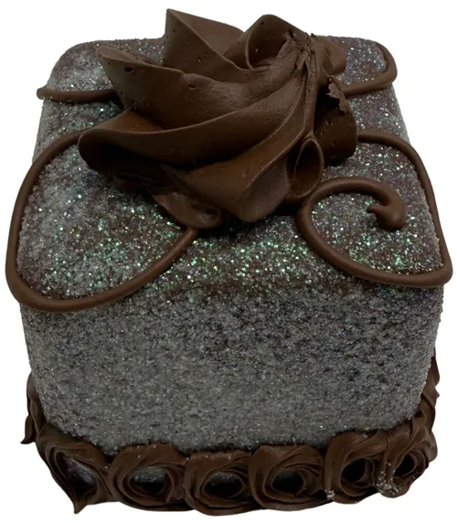 Artificial Chocolate Iced Glitter & Chocolate Icing Square Chocolate Pastry 
