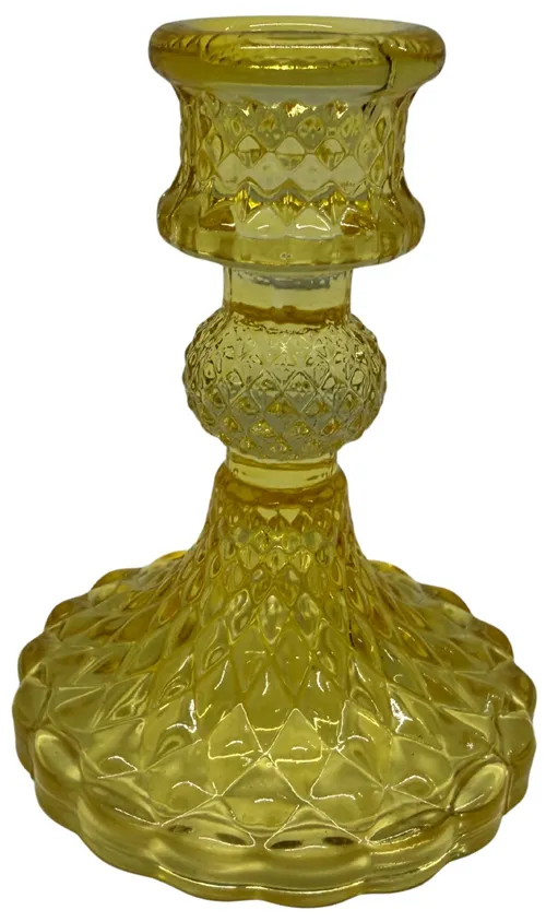 Yellow Glass Taper Candle Holder