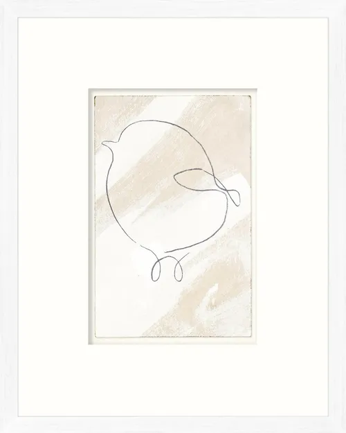 Line Drawing Bird On Paper With White Frame