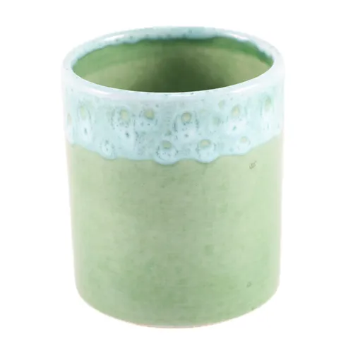 Two Tone Green Glazed Ceramic Plant Pot
