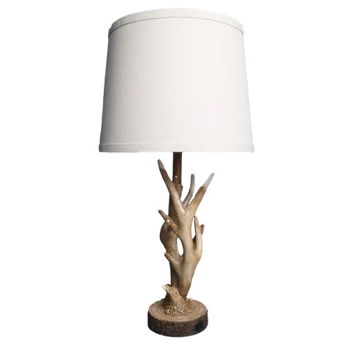 Faux Antler Table Lamp With Cream Shade