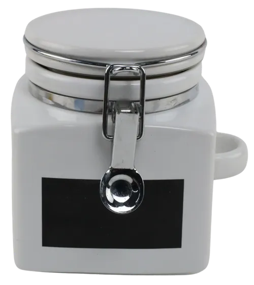 White Ceramic Canister With Latching Lid