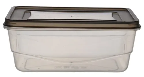 Clear Plastic Reusable Container With Brown Lid