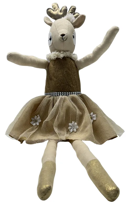 Brown & Gold Reindeer Stuffed Animal