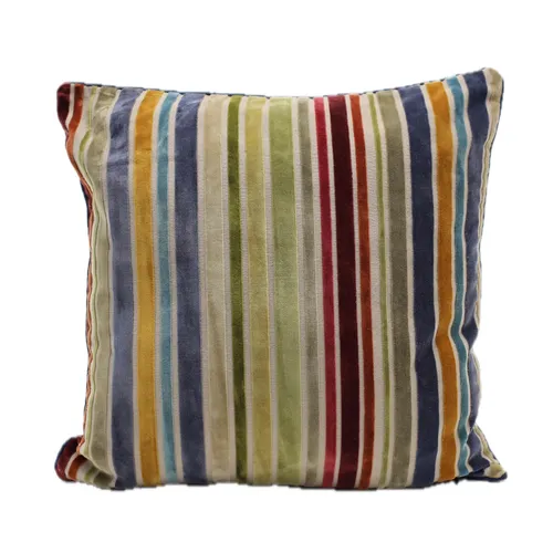 Multicolour Candy Stripe Velour Throw Pillow
