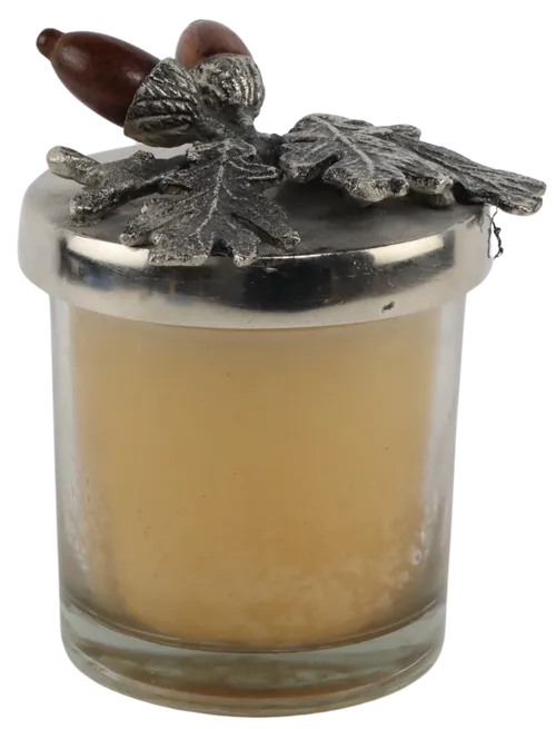 Glass Canister Candle With Metal Acorn Lid