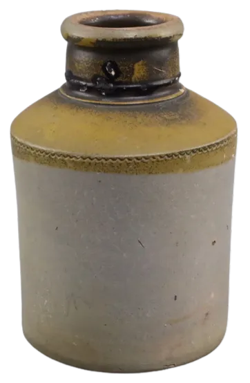 Yellow & Grey Stoneware Crock