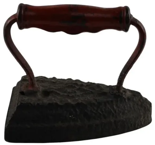 Antique Cast Iron Flat Iron With Wood Handle