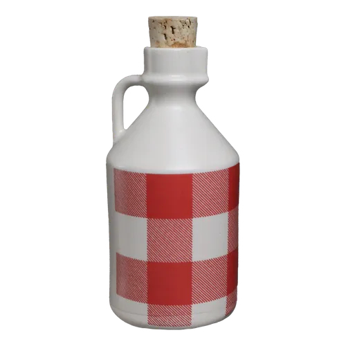 Red Gingham Ceramic Maple Syrup Dispenser
