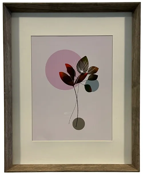 Floral Moon In Wood Frame