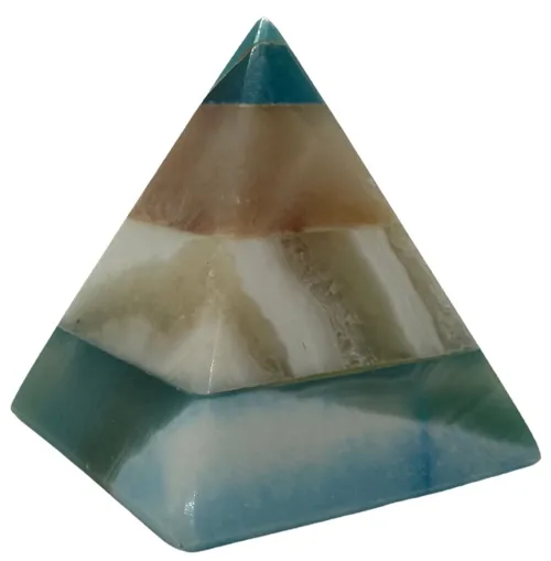 Green & Brown Banded Polished Stone Pyramid - Medium