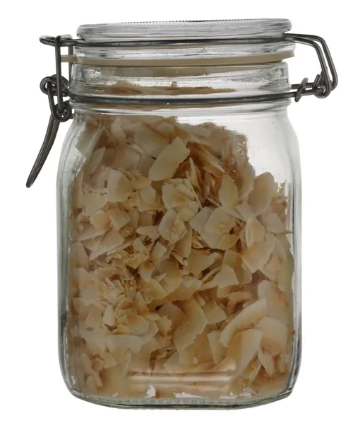 Clear Glass Canister With Hinged Lid With Coconut