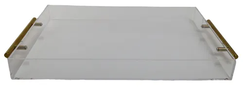 Clear Acrylic Serving Tray With Gold Handles