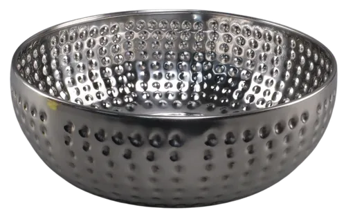 Silver Dimpled Metal Serving Bowl - Medium